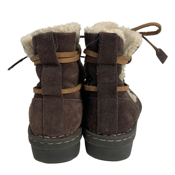 WHITE MOUNTAIN Brown Suede Shearling Lined Moccasins Ankle Boots Women 7M - Picture 3 of 9